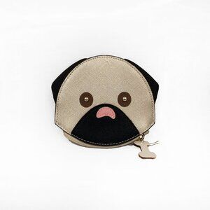 GUESS Puppy Dog Face Wallet-Light Gold/Black-Zipper Closure